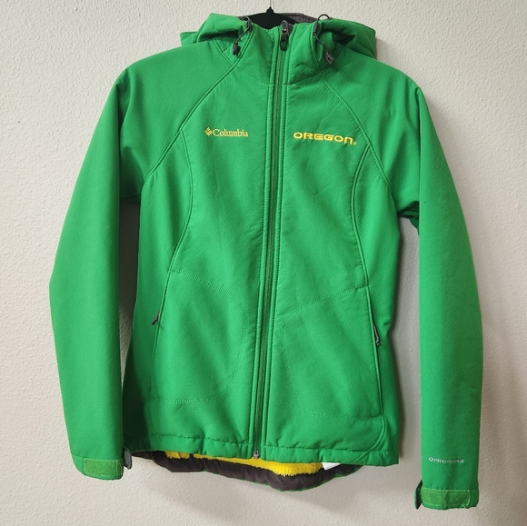 Columbia Collegiate University of Oregon Green Yellow Women's Soft Shell Jacket - Picture 1 of 11